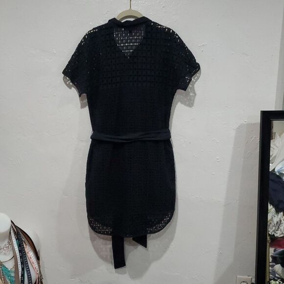 Banana Republic Lace Shirtdress with Belt in Black Size 12 - Picture 10 of 14